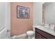 Cozy half bathroom featuring a vanity with countertop and stylish decorations at 752 Echelon St, Las Vegas, NV 89138