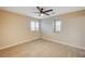 Bright, well-lit bedroom featuring modern ceiling fan, plantation shutters, and light wood flooring at 1004 Bluebird Ridge Ct, North Las Vegas, NV 89084