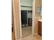 Walk-in closet near bathroom provides practical storage with shelving at 3609 Citrus Heights Ave, North Las Vegas, NV 89081