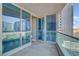 Balcony offering views of the city skyline, enclosed by glass and metal railing at 4575 Dean Martin Dr # 1811, Las Vegas, NV 89103