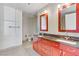 Spacious bathroom with double vanity, granite counters, and ample storage at 4575 Dean Martin Dr # 1811, Las Vegas, NV 89103