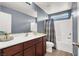 Bathroom featuring a spacious countertop and a shower and tub combo at 4941 Quest Tribe St, Las Vegas, NV 89122