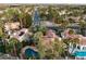 Stunning aerial view of homes with private pools and lush landscaping in a desirable Las Vegas community at 7608 Painted Dunes Dr, Las Vegas, NV 89149