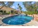Backyard pool with stone accents and lush landscaping, perfect for relaxing and entertaining guests at 7608 Painted Dunes Dr, Las Vegas, NV 89149