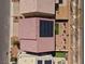 Aerial view showing backyard with solar panels, landscaping and pool at 9853 Russian Hill St, Las Vegas, NV 89141