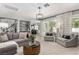 Bright living room with modern decor, comfortable seating, and easy access to the kitchen at 1600 Windsford Cir, Las Vegas, NV 89117