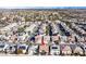 Aerial view of a neighborhood featuring a home with a swimming pool, marked by an arrow at 3065 Lenoir St, Las Vegas, NV 89135
