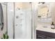 Bathroom features a stand-up shower and vanity with modern fixtures at 432 Bottle Brush Way, Henderson, NV 89015