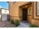Inviting front entrance with a charming landscaped garden and a neatly kept walkway at 6255 W Arby Ave # 183, Las Vegas, NV 89118