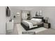 This virtually staged bedroom features a modern design and comfortable furniture at 7255 Bold Rock Ave, Las Vegas, NV 89113