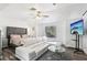 Spacious main bedroom with a seating area and a wall-mounted television at 7925 Limbwood Ct, Las Vegas, NV 89131