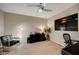 Modern office space features stylish furniture, wood-look flooring, and unique decor at 8298 W Agate Ave, Las Vegas, NV 89113