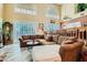 Open-concept living room with large windows, high ceilings, and plenty of seating at 20 High Sierra Dr, Henderson, NV 89074
