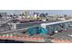 Aerial view of race track, grand stands, and skyline for an entertainment and sporting lifestyle at 205 E Harmon Ave # 707, Las Vegas, NV 89169