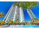 Luxury high-rise with turquoise-tinted windows overlooking pool and resort-style amenities at 222 Karen Ave # 3908, Las Vegas, NV 89109