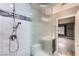 Updated shower with modern showerhead, glass door and updated hardware at 2836 Floral Peak Dr, Henderson, NV 89074