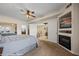 Spacious main bedroom showcases a fireplace, tv, ensuite bathroom and balcony access at 405 Paradise Pkwy # 170, Mesquite, NV 89027