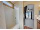 Bathroom featuring a bathtub and a view into the bedroom at 971 Sable Chase Pl, Henderson, NV 89011