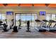 Modern gym with treadmills, elliptical machines, and floor-to-ceiling windows at 10604 Sariah Skye Ave, Las Vegas, NV 89166