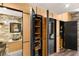 Features concealed storage in a minimalist design with exposed powder room showcasing brick-style wall at 150 Las Vegas Blvd # 2015, Las Vegas, NV 89101
