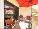 Relaxing patio seating area with an umbrella and sliding glass door access to the interior at 3740 Desert Marina Dr # 3, Laughlin, NV 89029