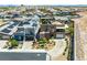 Stunning aerial view showcasing the property's prime location within a vibrant community with mountain views at 7222 Pulsar Mesa Ct, Las Vegas, NV 89148