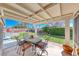 Spacious covered patio with outdoor dining set overlooking a well-maintained yard at 1120 Mariposa Way, Boulder City, NV 89005