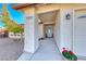 Close-up of the home's inviting front porch with decorative columns at 1120 Mariposa Way, Boulder City, NV 89005