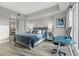 Comfortable bedroom with a blue desk, a large bed, and views of the city at 2700 Las Vegas Blvd # 1301, Las Vegas, NV 89109