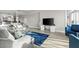 Cozy living room with blue rug, grey sofas, a large television, and modern decor at 2700 Las Vegas Blvd # 1301, Las Vegas, NV 89109