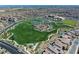 Community aerial view, showcasing the central park with play areas, surrounded by homes and amenities at 502 Sonoma Range St, Las Vegas, NV 89138