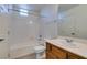 Standard bathroom, showcasing a single vanity, toilet, and shower-tub combo at 5855 Valley Dr # 2020, North Las Vegas, NV 89031
