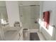 Bathroom featuring a glass-enclosed shower with a built-in seat at 6197 Jewel Vista St, Las Vegas, NV 89135