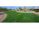 A well-maintained community park features lush green grass and a playground at 6602 Windy Palm St, North Las Vegas, NV 89086