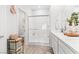This bathroom boasts a glass-enclosed shower and a double vanity at 7350 N Decatur Blvd # 5, Las Vegas, NV 89131