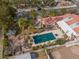 Overhead view features the backyard with the pool, spa, desert landscaping, and a gazebo at 800 Kenny Way, Las Vegas, NV 89107