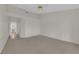 Bedroom with large closet and neutral carpet flooring and ceiling fan at 9013 Litchfield Ave, Las Vegas, NV 89134