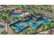 An overhead view of a community with a swimming pool, tennis courts, landscaping, and common areas at 9013 Litchfield Ave, Las Vegas, NV 89134