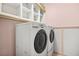 Convenient laundry room with a front load washer and dryer, and built in shelving at 1184 Warm Canyon Way, Las Vegas, NV 89123