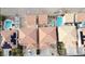 Aerial view showcasing multiple backyard pools and spas in a community of closely built homes at 1730 Juniper Twig Ave, Las Vegas, NV 89183