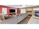 Comfortable living room with large sofa and fireplace at 1730 Juniper Twig Ave, Las Vegas, NV 89183