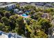 Overhead shot revealing a pool, lawn, trees, and outdoor facilities in an appealing recreational area at 730 S Royal Crest Cir # 426, Las Vegas, NV 89169