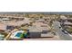 Aerial view of backyard oasis with pool, spa, and lush landscaping at 11834 Albissola Ave, Las Vegas, NV 89138