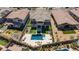Stunning aerial view of backyard oasis with pool, spa, and lush landscaping at 11834 Albissola Ave, Las Vegas, NV 89138