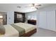 This bedroom boasts recessed lighting, neutral carpeting, and an accent wall that adds a touch of sophistication at 1700 Ivanhoe Way, Las Vegas, NV 89102