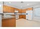 Cozy kitchen features wood cabinets, granite counters, and white appliances at 2839 Strathallan Ave, Henderson, NV 89044