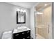 Modern bathroom featuring a glass-enclosed shower and stylish vanity at 8132 Bay Harbor Dr, Las Vegas, NV 89128