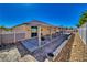 The backyard boasts a covered patio, desert landscaping, and partial fencing at 3854 E Chaffe Ave, Pahrump, NV 89061