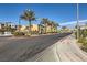 Street view of a community lined with palm trees and well-maintained homes under a bright, clear sky at 5179 Silica Chalk Ave, Las Vegas, NV 89115