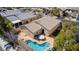 Aerial view of this home featuring a pool and low maintenance landscaping at 8266 Lincoln Valley St, Las Vegas, NV 89123